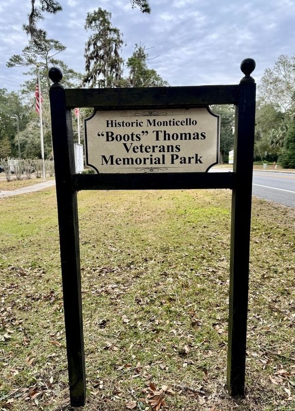 Boots Thomas Veterans Memorial Park Sign image. Click for full size.