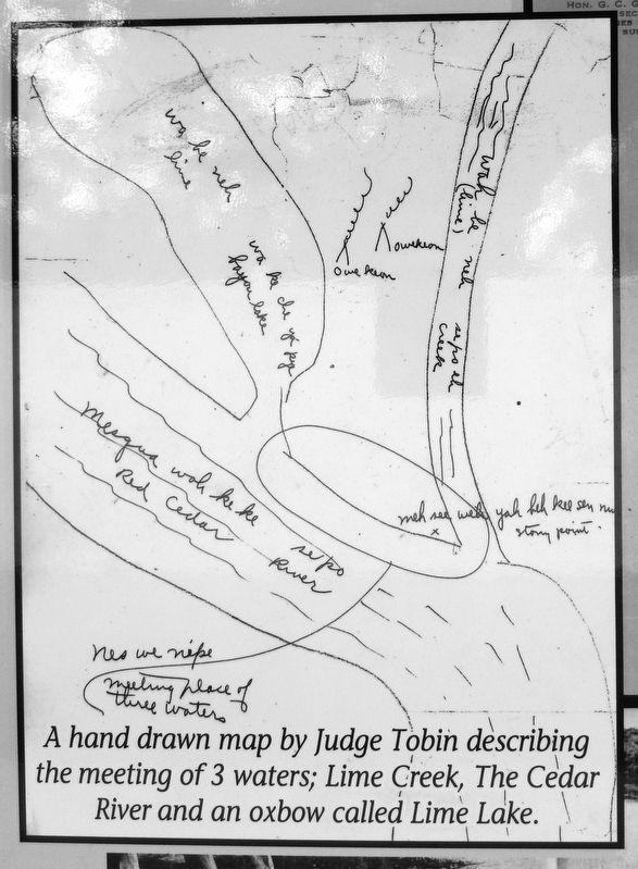 Marker detail: Hand Drawn Map of Meeting of 3 Waters image. Click for full size.