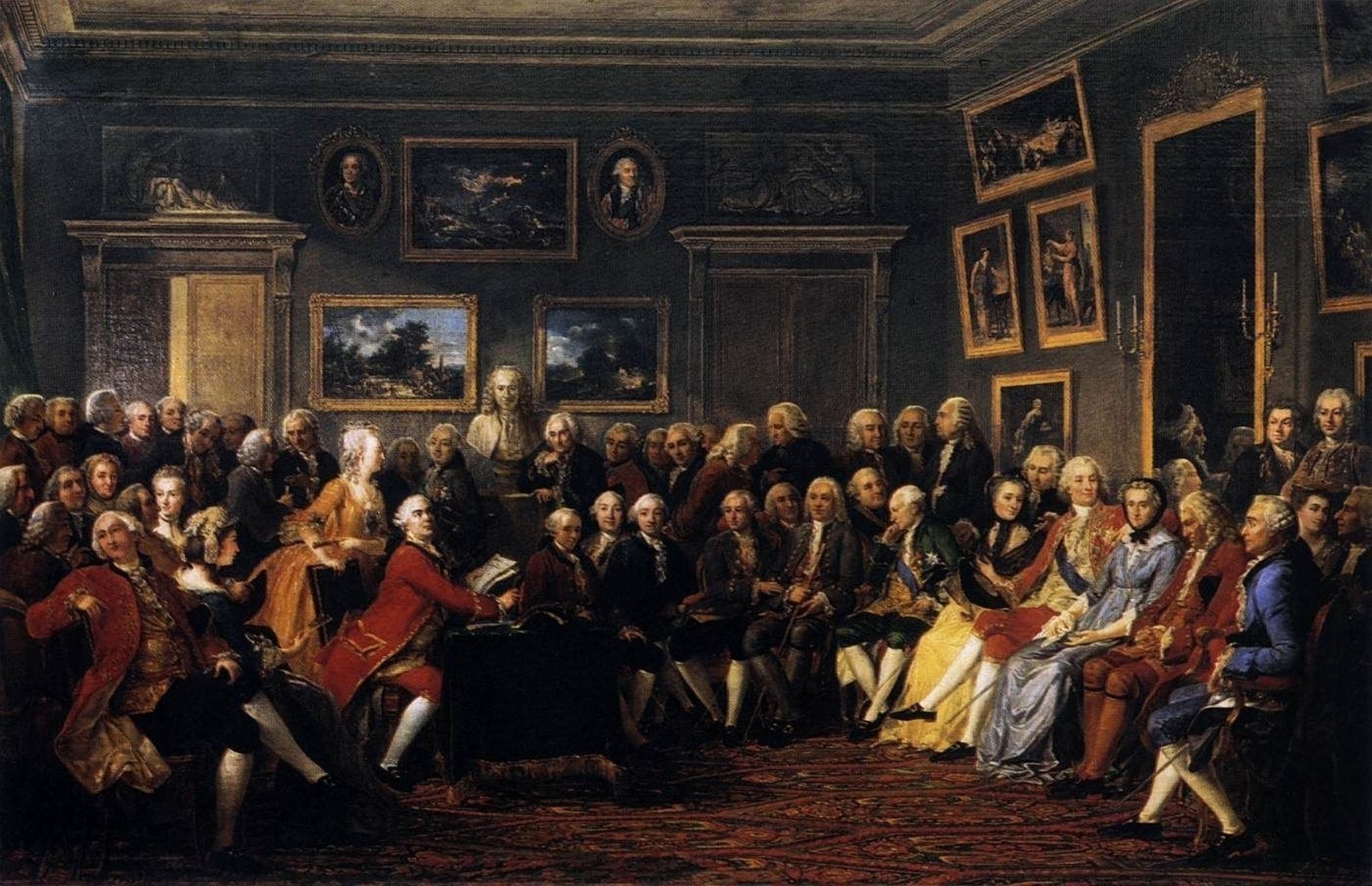 In the Salon of Madame Geoffrin in 1755 image. Click for full size.