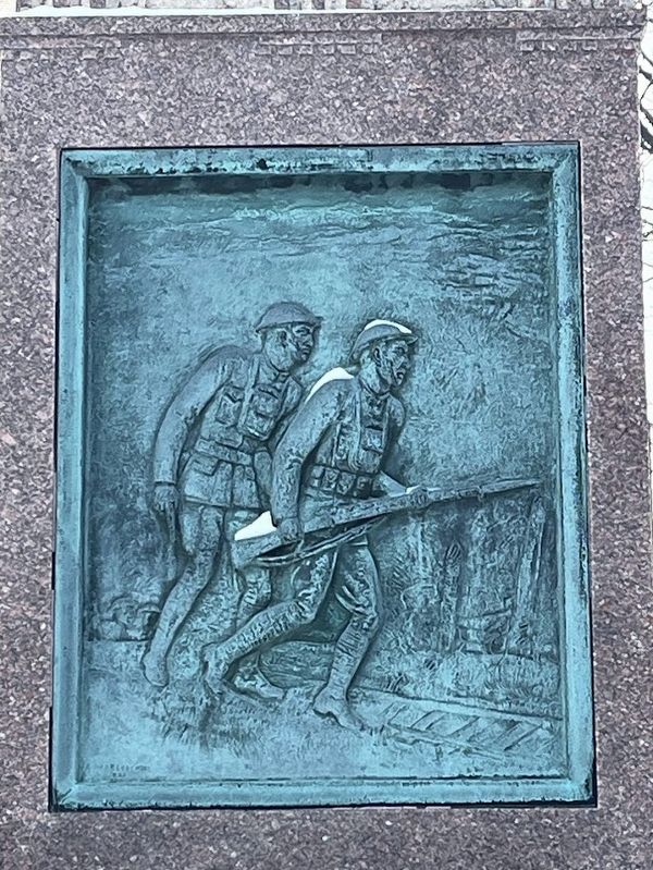 George Dilboy bronze relief (east-facing side) image. Click for full size.