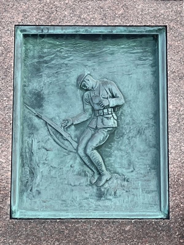 George Dilboy statue bronze relief (west-facing side) image. Click for full size.