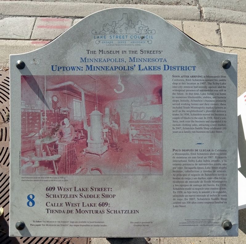 609 West Lake Street: Schatzlein Saddle Shop Marker image. Click for full size.