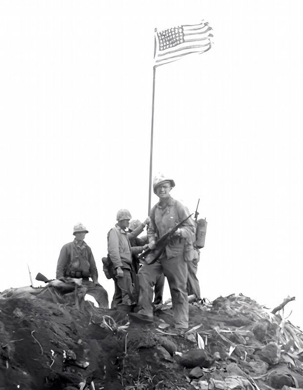 First Flag Raising - Iwo Jima image. Click for full size.