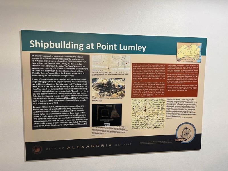 Shipbuilding at Point Lumley Marker inside the Torpedo Factory Art Center Marker image. Click for full size.
