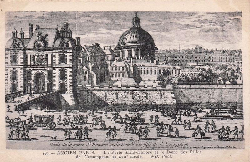 View of St. Honor gate and the dome of Notre Dame-de-la-Assomption image. Click for full size.