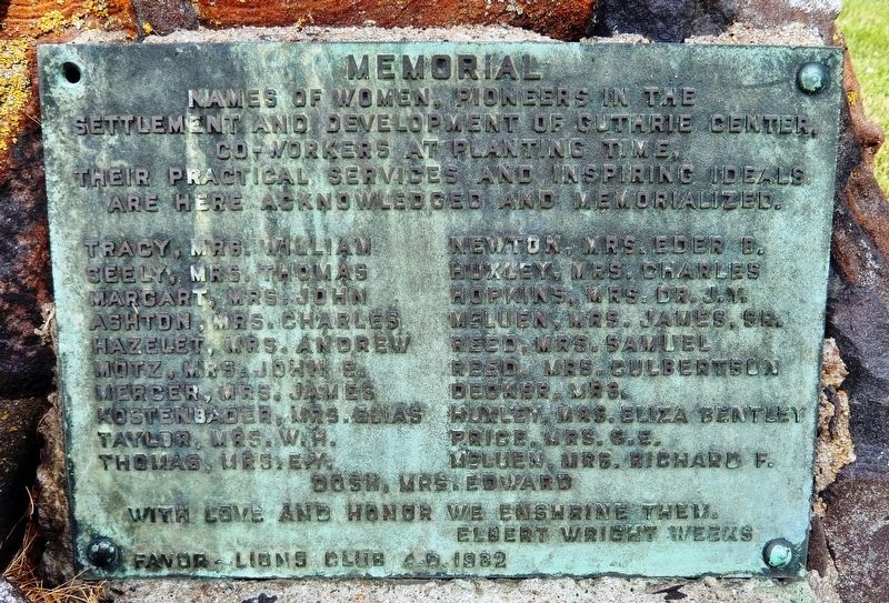 Women Pioneers Memorial. Click for full size. Women Pioneers Memorial image. Click for full size.