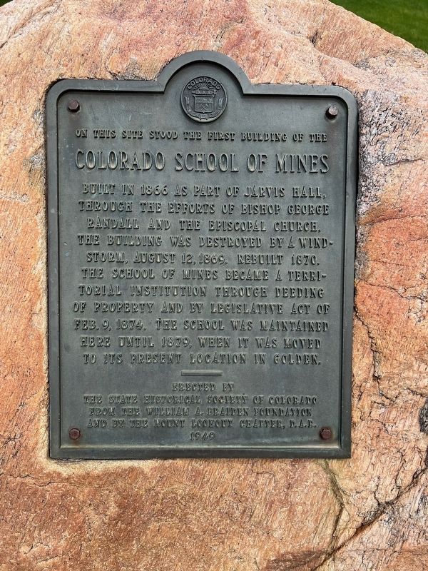Colorado School Of Mines Marker. Click for full size. Colorado School Of Mines Marker image. Click for full size.