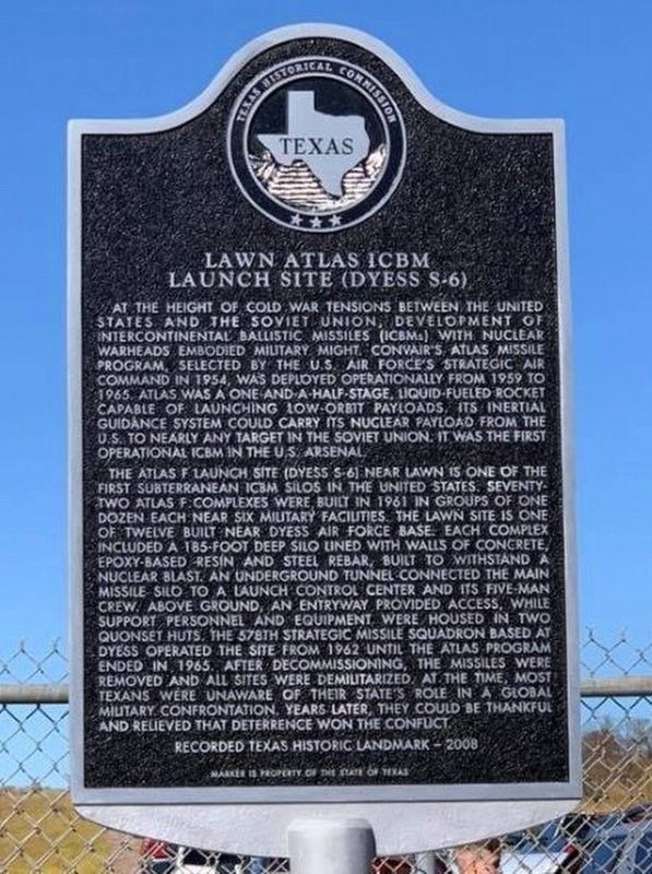 Lawn Atlas ICBM Launch Facility Marker. Click for full size. Lawn Atlas ICBM Launch Facility Marker image. Click for full size.