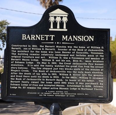 Barnett Mansion Marker image. Click for full size.