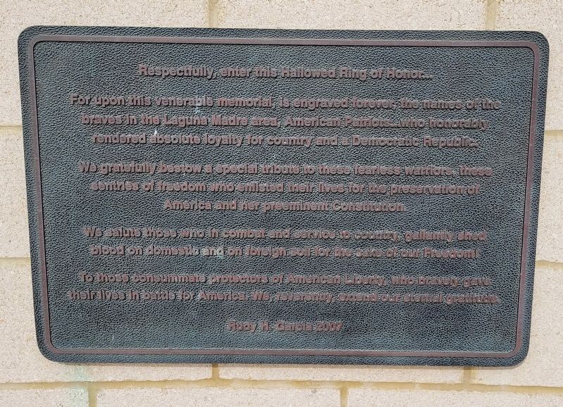 Veterans' Park Walls of Honor Marker image. Click for full size.