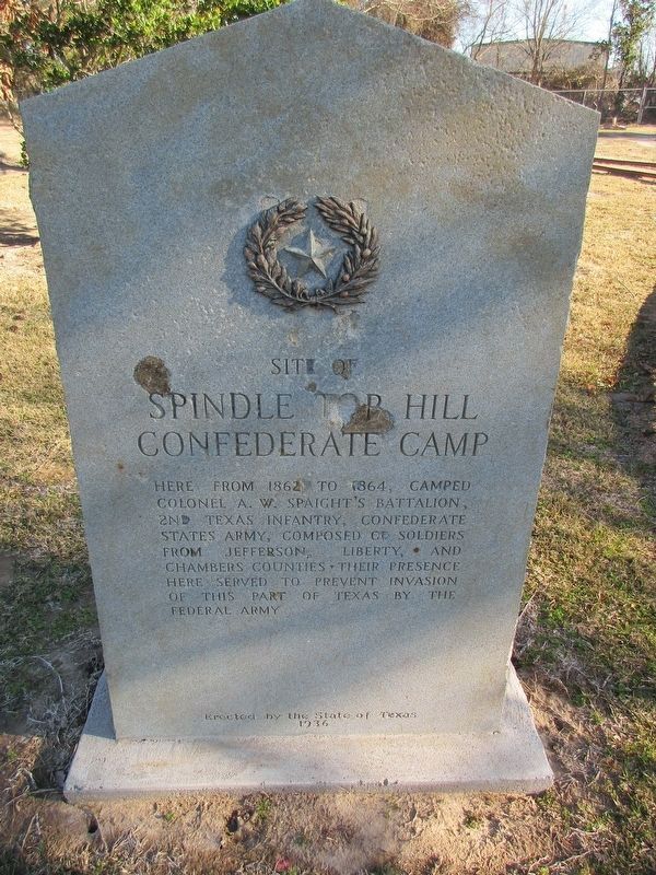 Site Of Spindle Top Hill Confederate Camp Marker. Click for full size. Site Of Spindle Top Hill Confederate Camp Marker image. Click for full size.