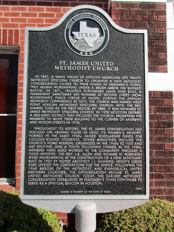 St. James United Methodist Church Marker. Click for full size. St. James United Methodist Church Marker image. Click for full size.