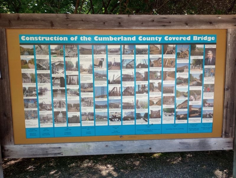 Construction of the Cumberland County Covered Bridge Marker image. Click for full size.