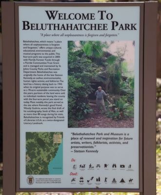 Welcome to Beluthahatchee Park Marker image. Click for full size.