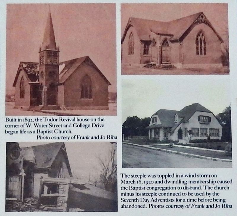 Marker detail: 1892 Baptist Church becomes a Tudor House image. Click for full size.