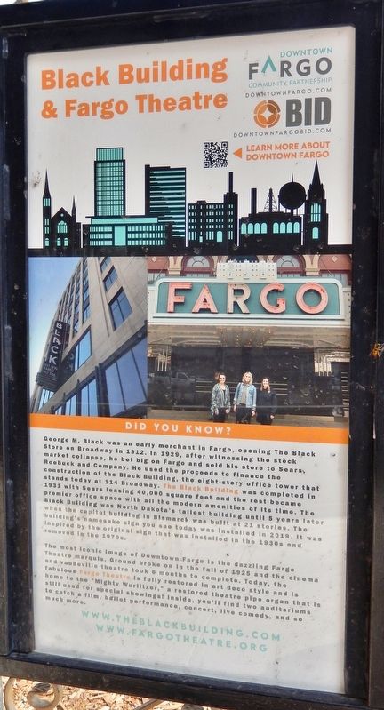 Black Building & Fargo Theatre Marker image. Click for full size.