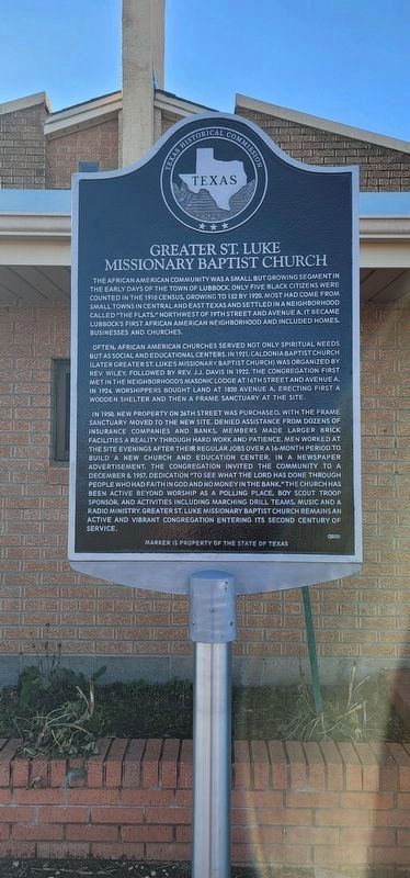 Greater St. Luke Missionary Baptist Church Marker image. Click for full size.