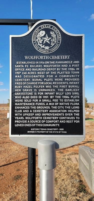 Wolfforth Cemetery Marker image. Click for full size.