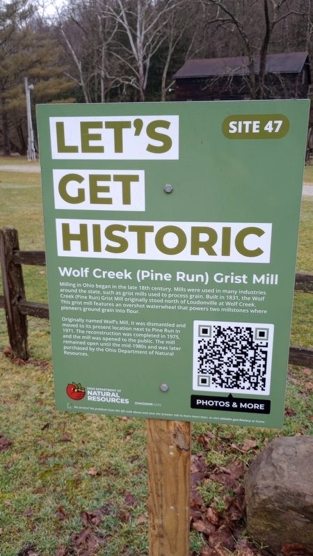 Wolf Creek (Pine Run) Grist Mill Marker image. Click for full size.