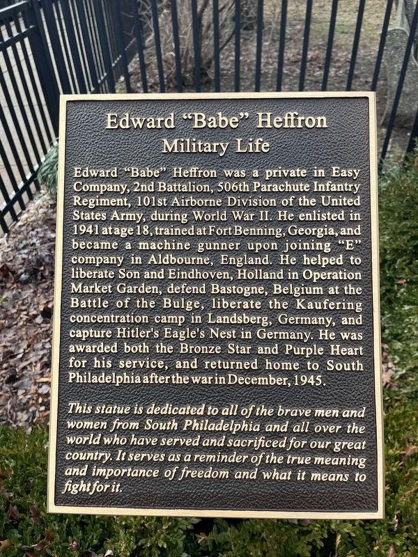 Edward "Babe" Heffron Marker image. Click for full size.