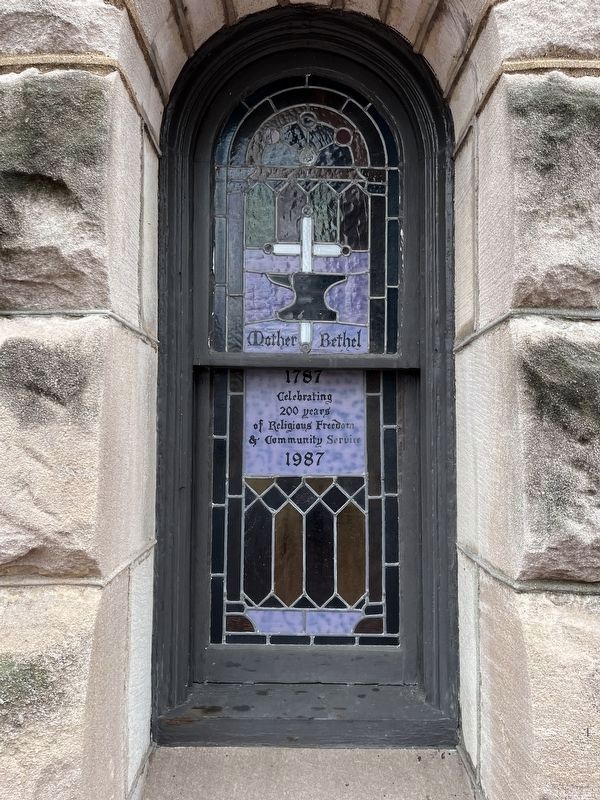 Stained glass commemorating the congregations bicentennial. Click for full size. Stained glass commemorating the congregations bicentennial image. Click for full size.