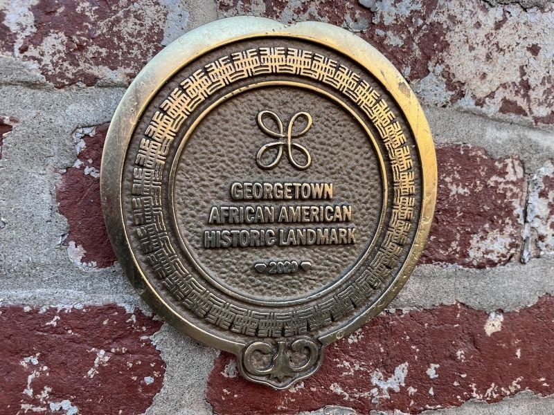 Georgetown African American Historic Landmark Project plaque affixed to the house image. Click for full size.