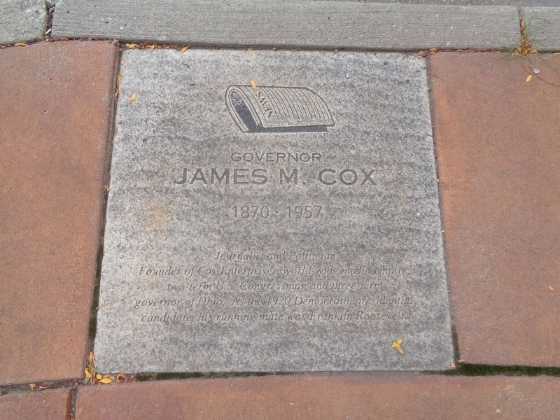 Governor James M. Cox Marker. Click for full size. Governor James M. Cox Marker image. Click for full size.