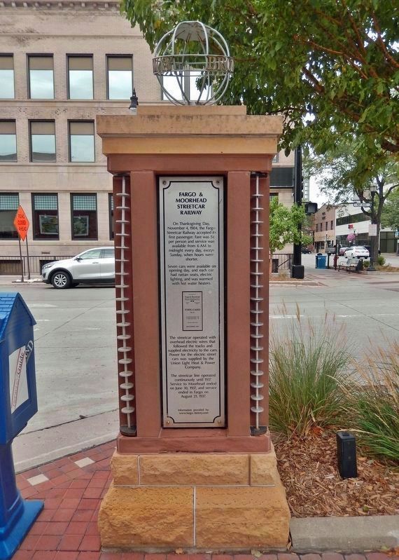Fargo & Moorhead Streetcar Railway Marker image. Click for full size.