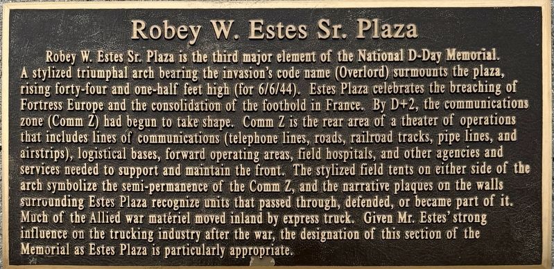 Robey W. Estes Sr. Plaza Marker image. Click for full size.