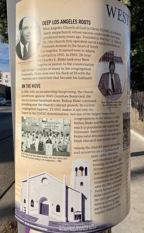 West Angeles Church Marker. Click for full size. West Angeles Church Marker image. Click for full size.