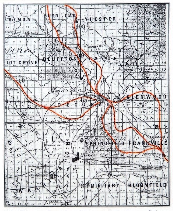 Marker detail: Map of Winneshiek County, Iowa, 1856 image. Click for full size.