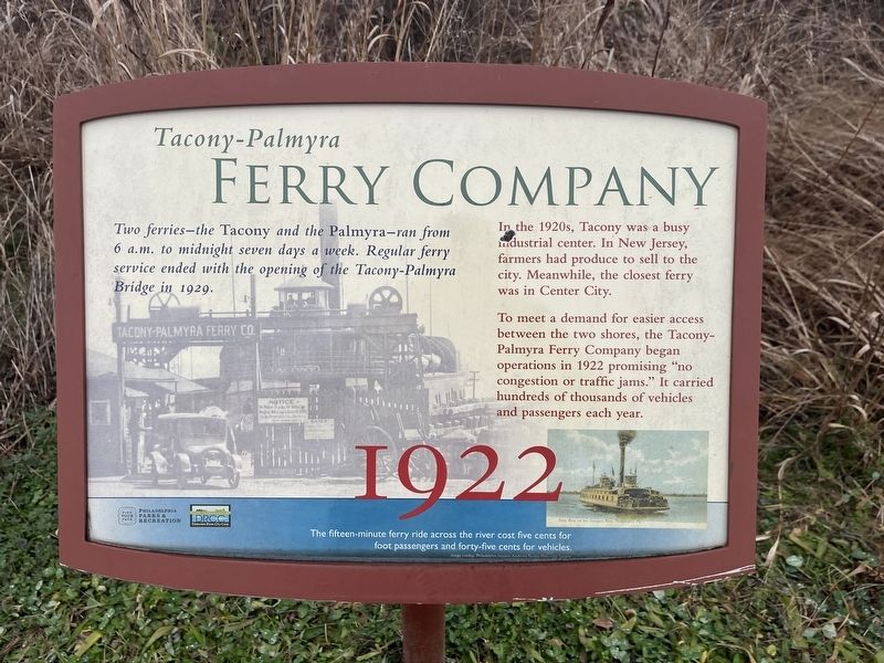 Tacony-Palmyra Ferry Company Marker image. Click for full size.