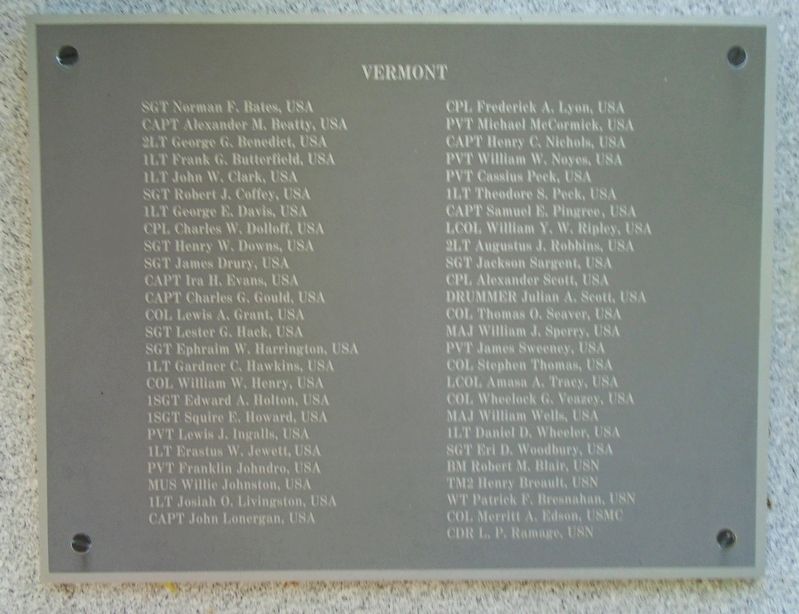 Vermont Medal of Honor Recipients Marker image. Click for full size.