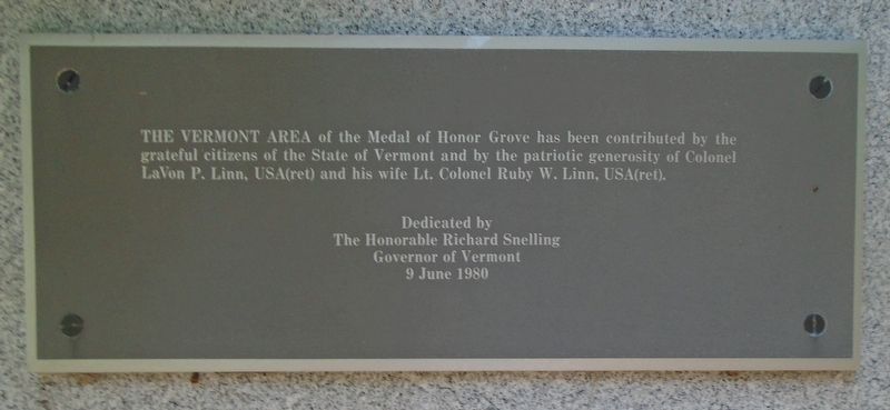 Vermont Medal of Honor Recipients Dedication Marker image. Click for full size.