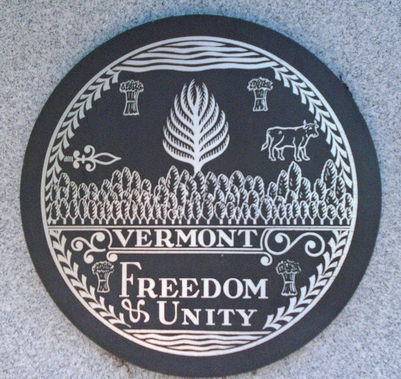 Vermont State Seal on Memorial Obelisk image. Click for full size.