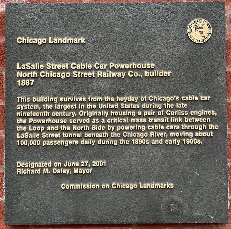LaSalle Street Cable Car Powerhouse Marker image. Click for full size.