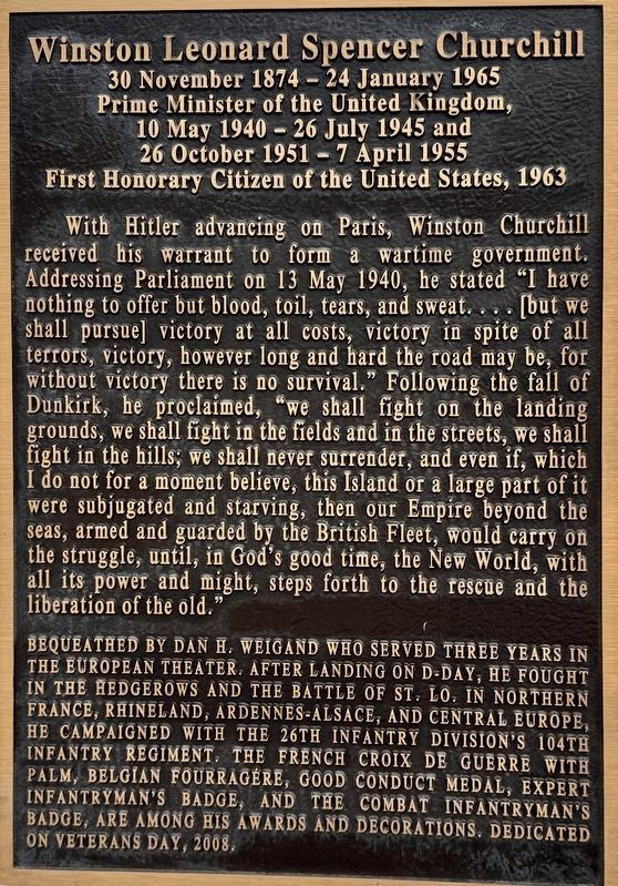 Winston Leonard Spencer Churchill Marker. Click for full size. Winston Leonard Spencer Churchill Marker image. Click for full size.