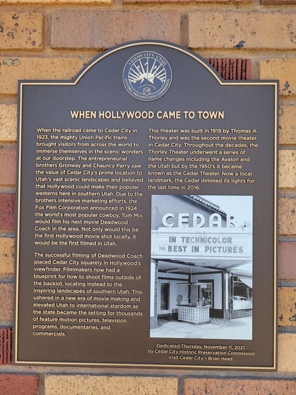 When Hollywood Came to Town Marker image. Click for full size.