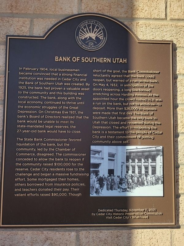 Bank of Southern Utah Marker image. Click for full size.