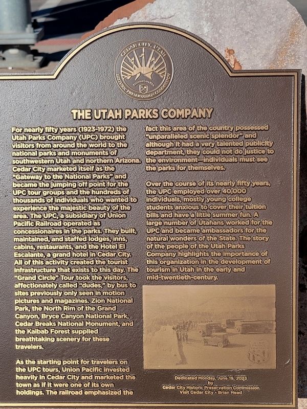 The Utah Parks Company Marker. Click for full size. The Utah Parks Company Marker image. Click for full size.