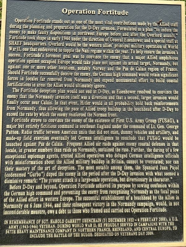 Operation Fortitude Marker. Click for full size. Operation Fortitude Marker image. Click for full size.