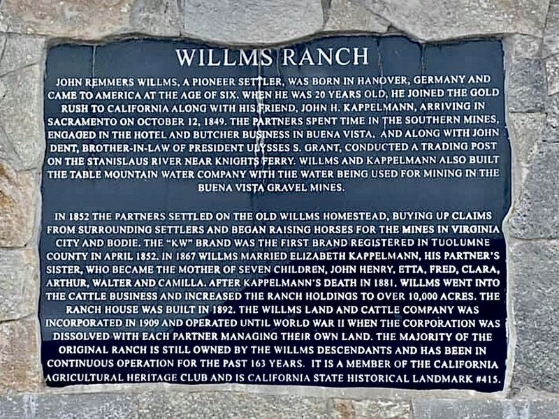Willms Ranch Marker image. Click for full size.