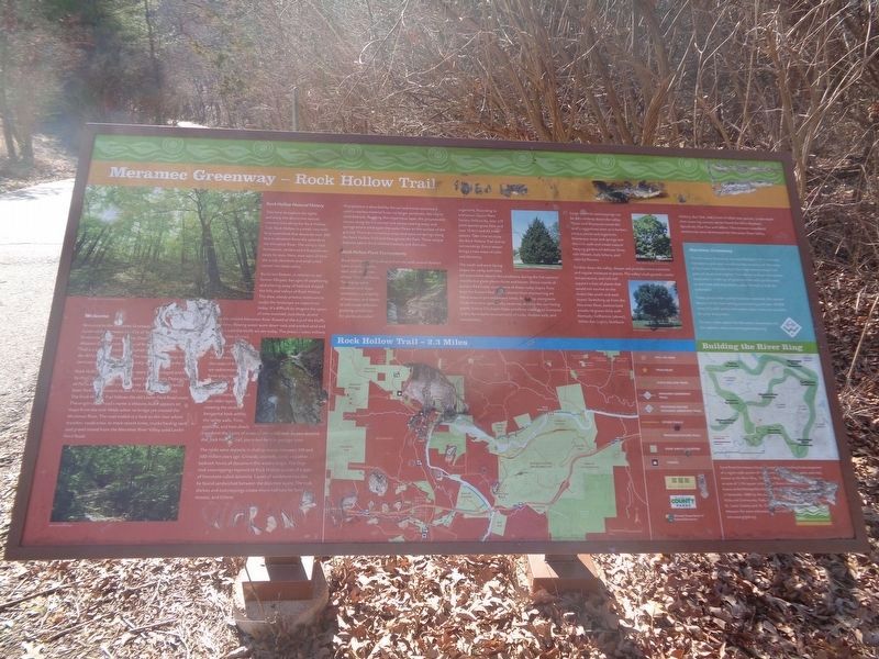 Meramec Greenway - Rock Hollow Trail Marker. Click for full size. Meramec Greenway - Rock Hollow Trail Marker image. Click for full size.