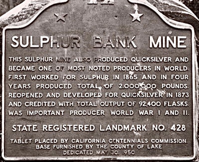 Sulphur Bank Mine Marker image. Click for full size.