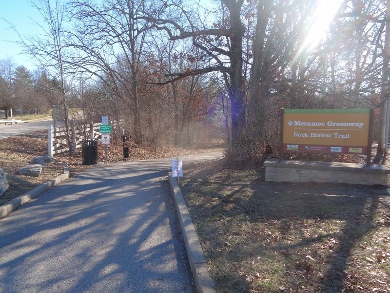 Meramec Greenway - Rock Hollow Trail Marker. Click for full size. Meramec Greenway - Rock Hollow Trail Marker image. Click for full size.