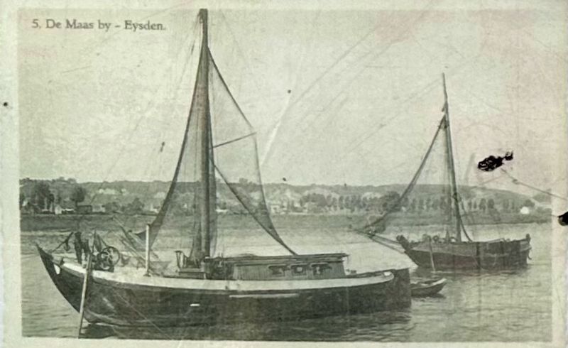 Marker detail: postcard of the Maas River by Eijsden image. Click for full size.