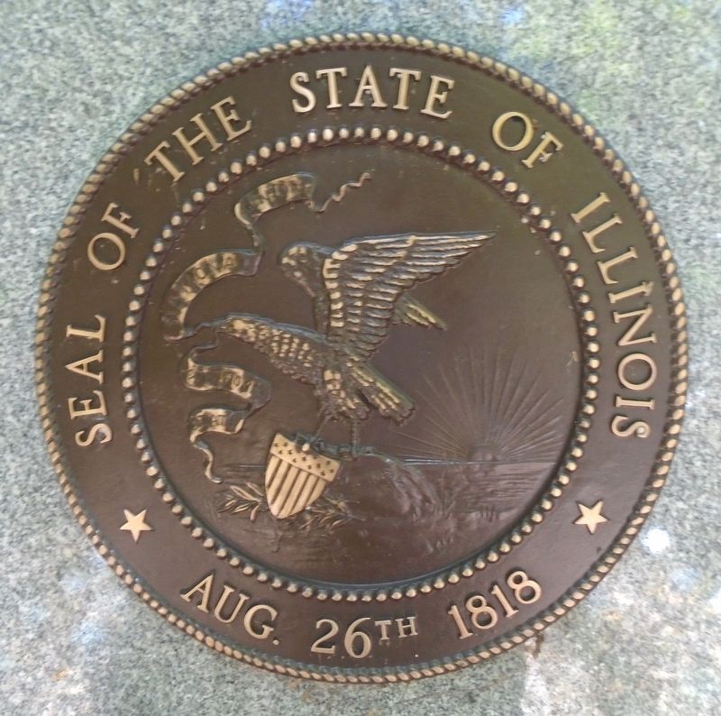 Illinois State Seal on Memorial Obelisk image. Click for full size.