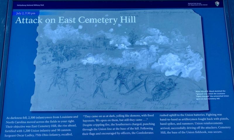 Attack on East Cemetery Hill Marker image. Click for full size.
