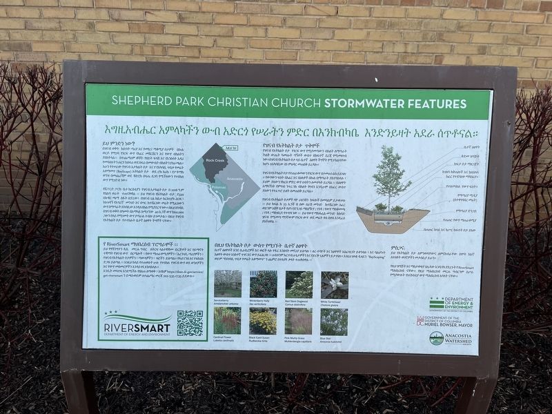 Shepherd Park Christian Church Stormwater Features Marker [Amharic translation] image. Click for full size.