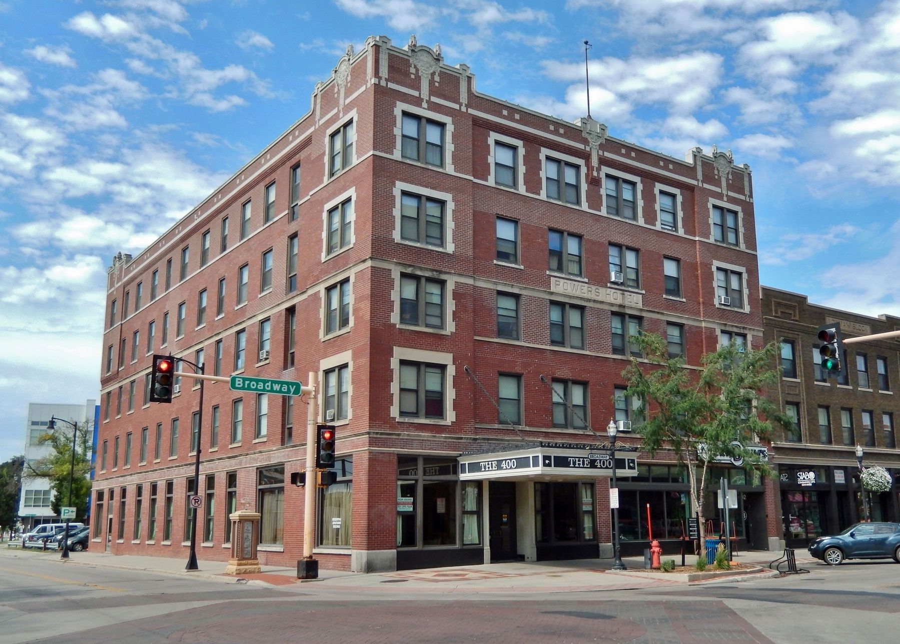 Powers Hotel (<i>southeast elevation</i>). Click for full size. Powers Hotel (<i>southeast elevation</i>) image. Click for full size.